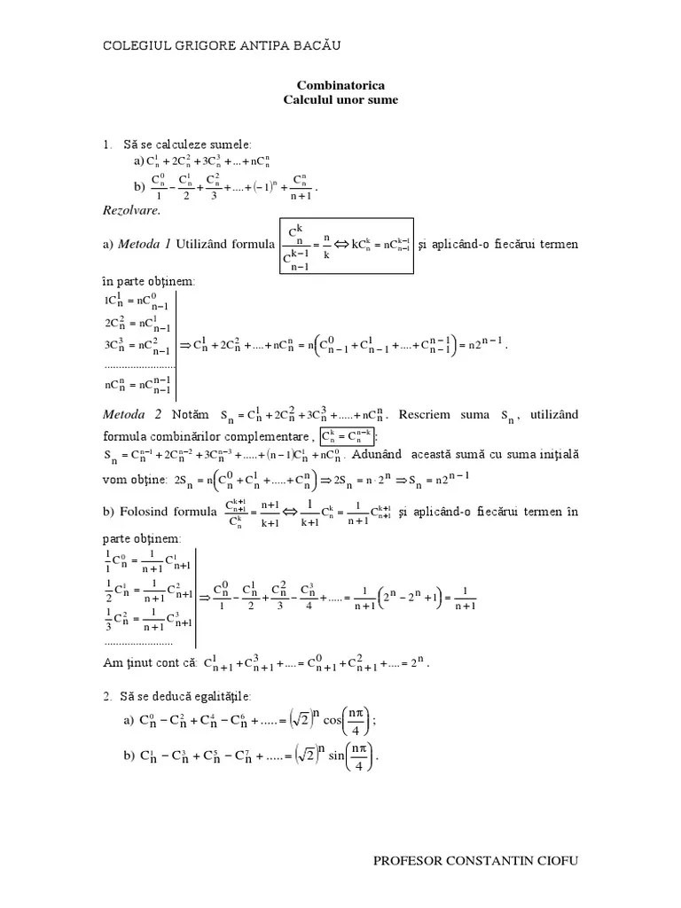 O combinare este orice set sau subset de elemente, indiferent de ordinea lor internă. Repent Float Collision Course Generator Combinari De N Luate Cate K Theartbarsalyersville Com