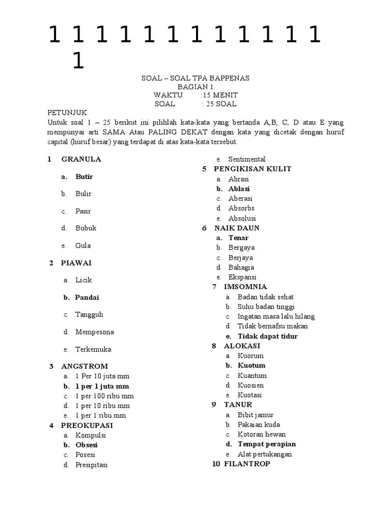 Kumpulan soal tpa bappenas pdf tes potensi akademik . Contoh Soal Tpa Oto Bappenas Pdf