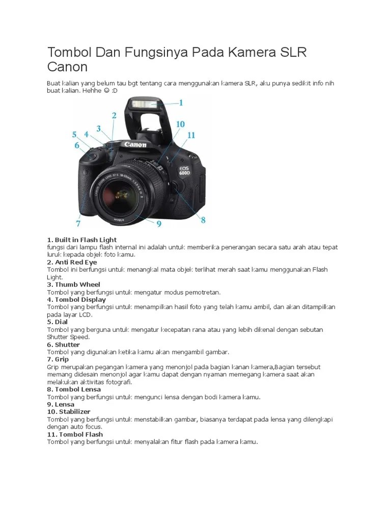 Tombol Dan Fungsinya Pada Kamera SLR Canon | PDF