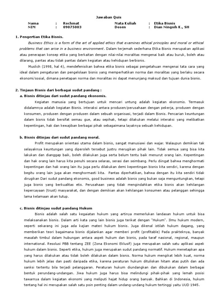 27 Pertanyaan Tentang Etika Bisnis - Info Dana Tunai