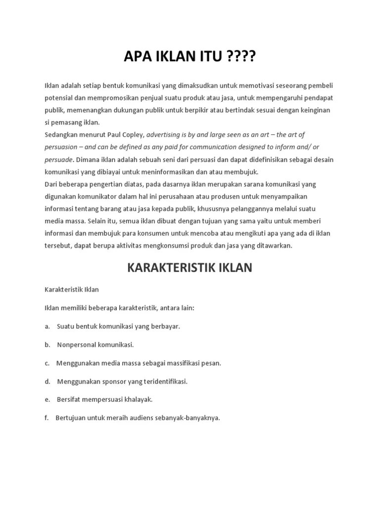 Apa Iklan Itu | PDF