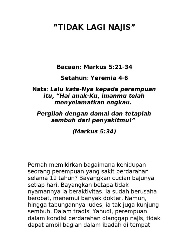 Makna Cerita Perempuan Pendarahan 12 Tahun | PDF