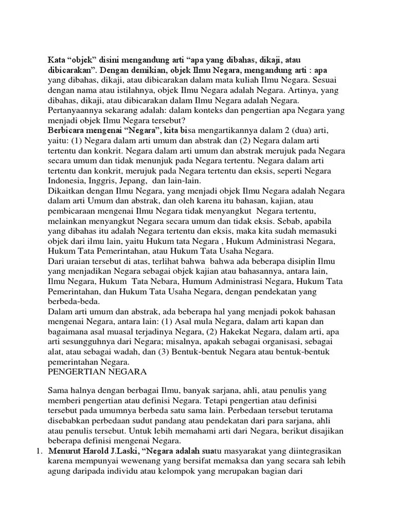 Apa Yang Dimaksud Dengan Objek Ilmu Negara Bersifat Abstrak Ilmu