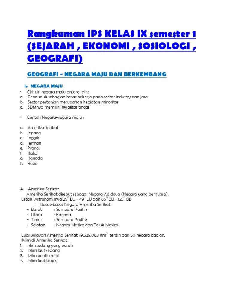 Selain negara amerika, belanda, rusia, jepang, perancis, dan korea. Rangkuman Ips Kelas Ix Semester 1 Pdf