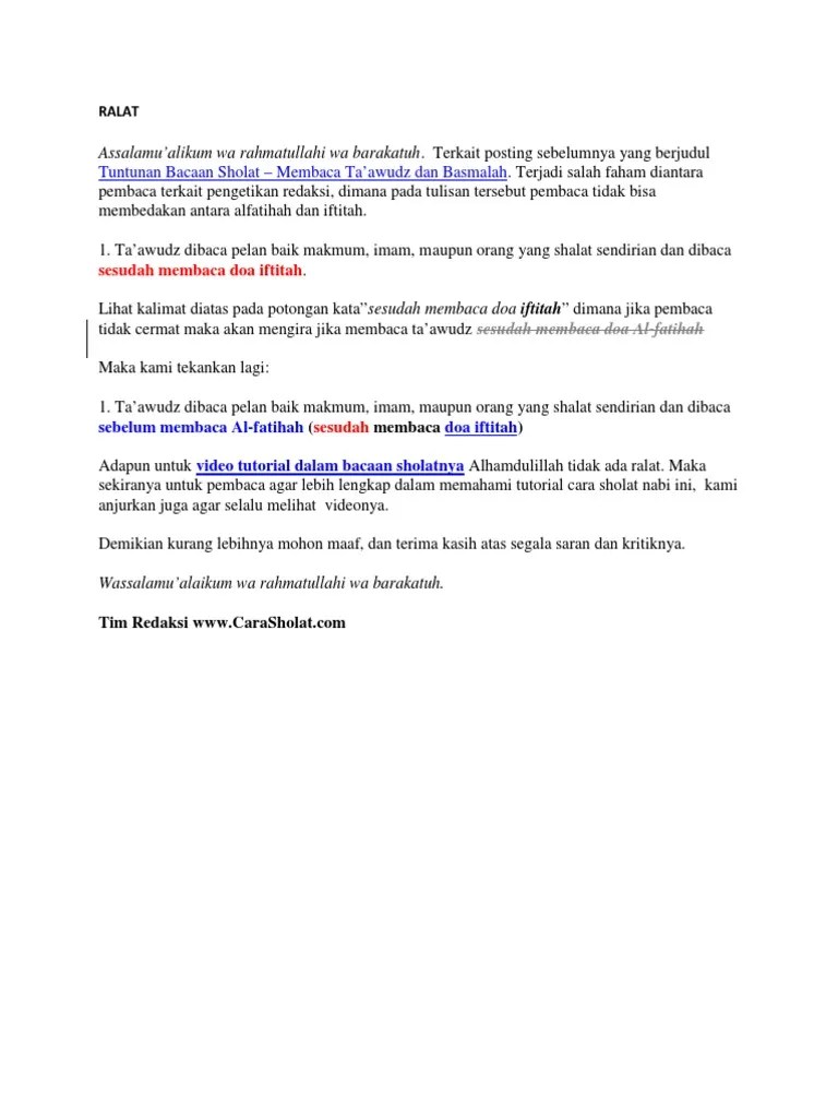 Membaca Taawudz Dan Basmalah | PDF