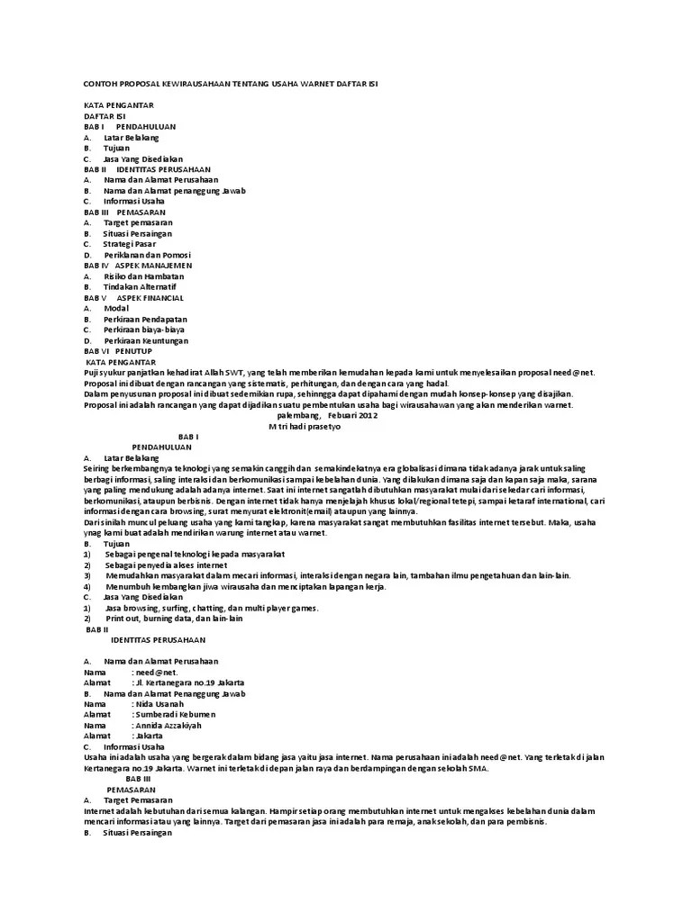 Saya sadar bahwa tugas mengenai usaha warnet yang telah saya buat ini masih jauh dari sempurna,. Contoh Proposal Kewirausahaan Tentang Usaha Warnet Daftar Isi Pdf