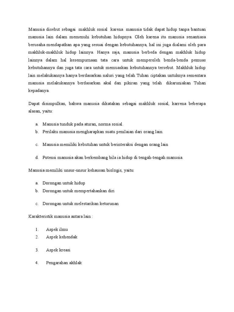 Fungsi Dan Peran Manusia Sebagai Makhluk Sosial | PDF
