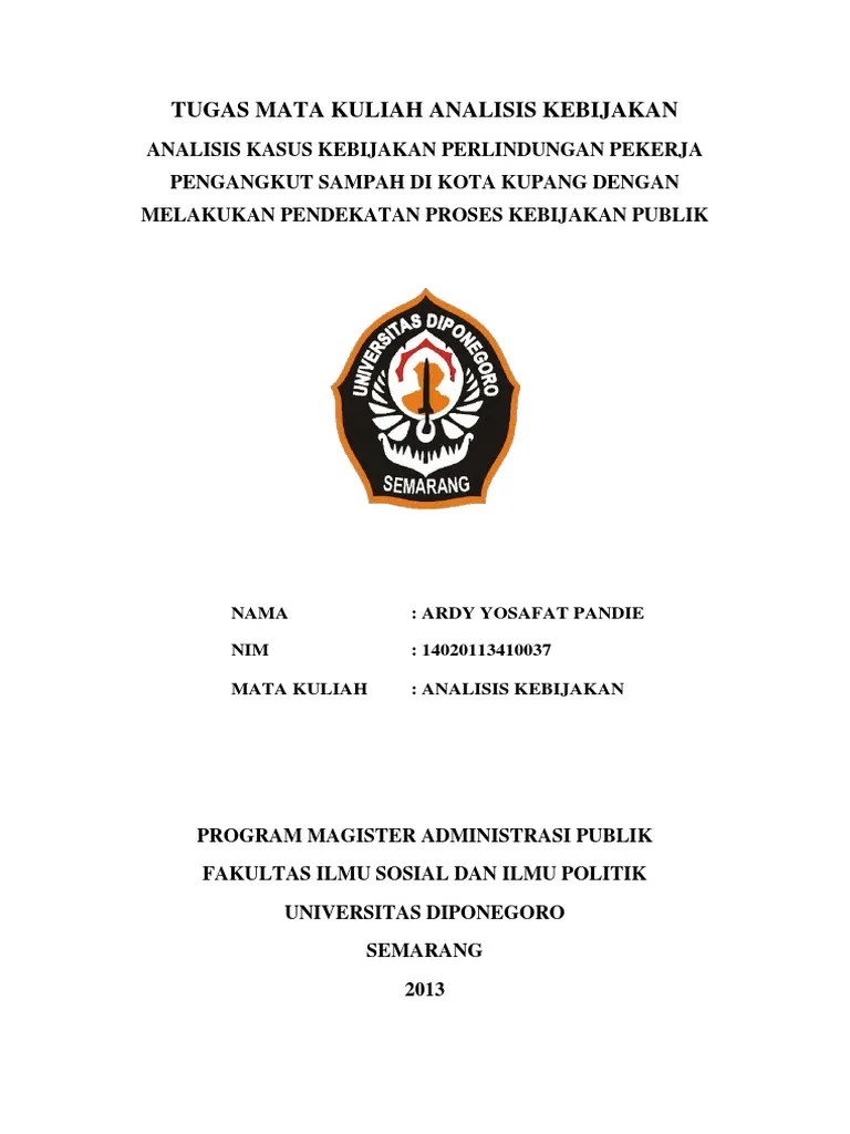 Judul sesuai materi di rps makalah ini disusun untuk memenuhi tugas mata Cover Makalah S2 Map Undip Pdf