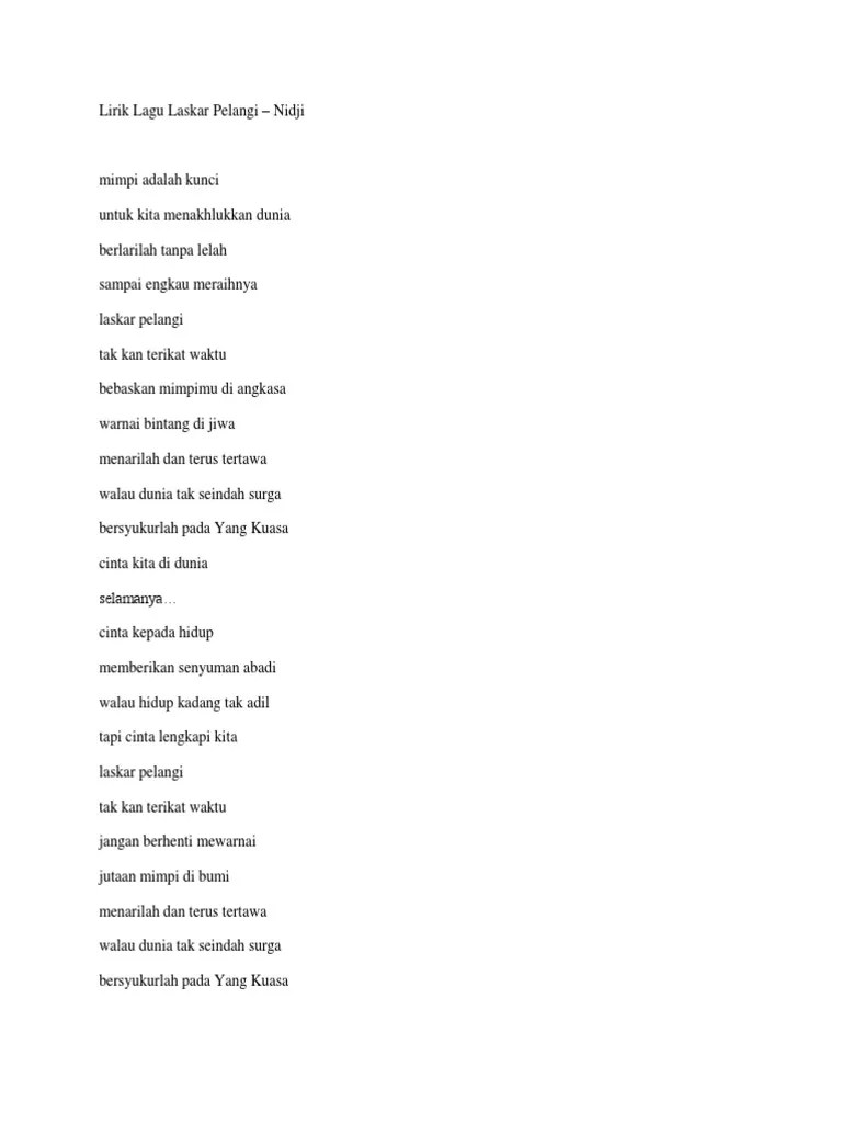 Lirik Lagu Laskar Pelangi | PDF