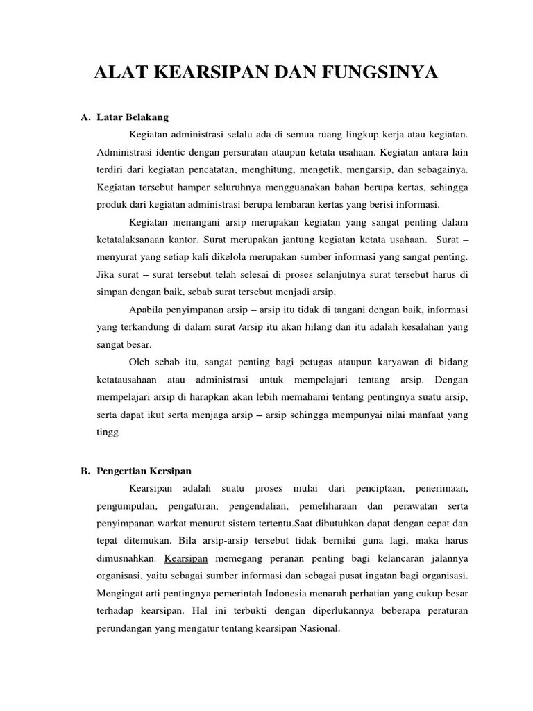 Alat Kearsipan Dan Fungsinya | PDF