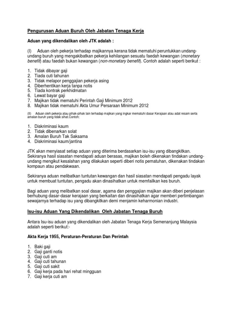 Tenaga kerja asing adalah warga negara asing pemegang visa dengan maksud bekerja di wilayah indonesia. Pengurusan Aduan Buruh Oleh Jabatan Tenaga Kerja Pdf