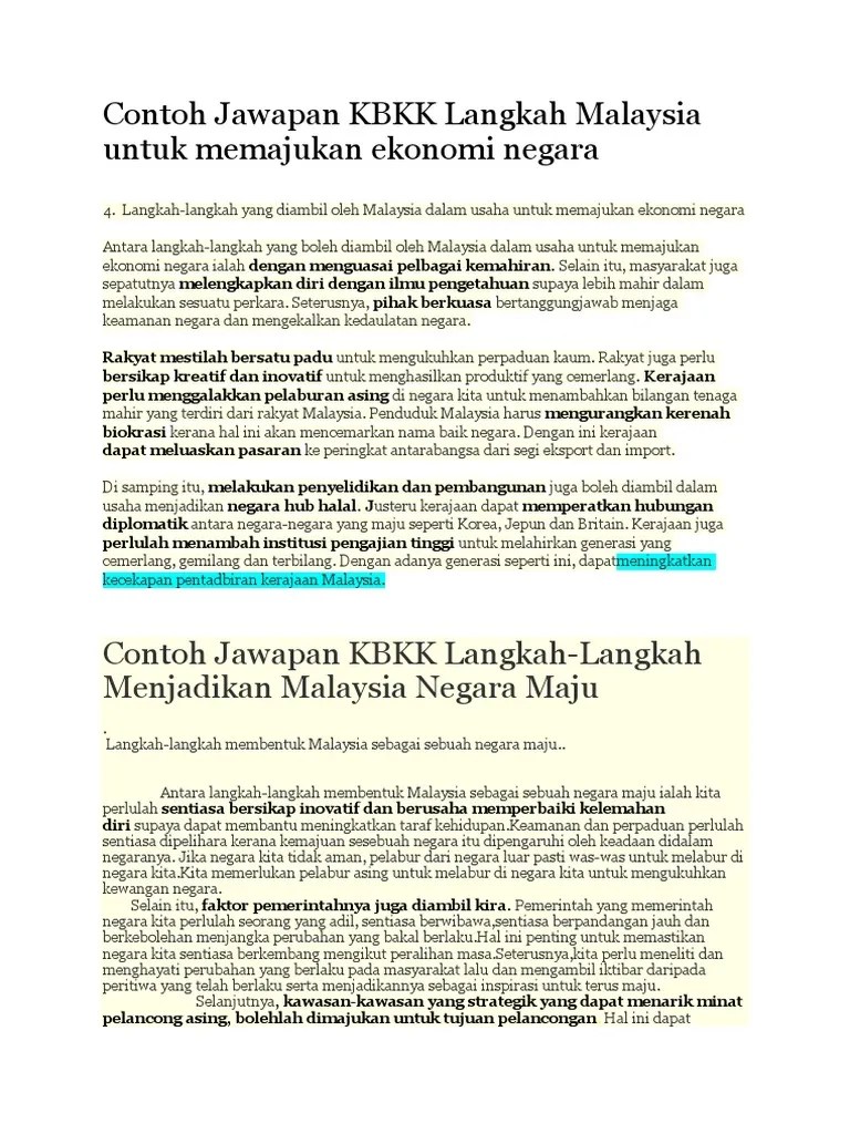 Langkah kerajaan memajukan teknologi hijau. Contoh Jawapan KBKK Langkah Malaysia Untuk Memajukan ...