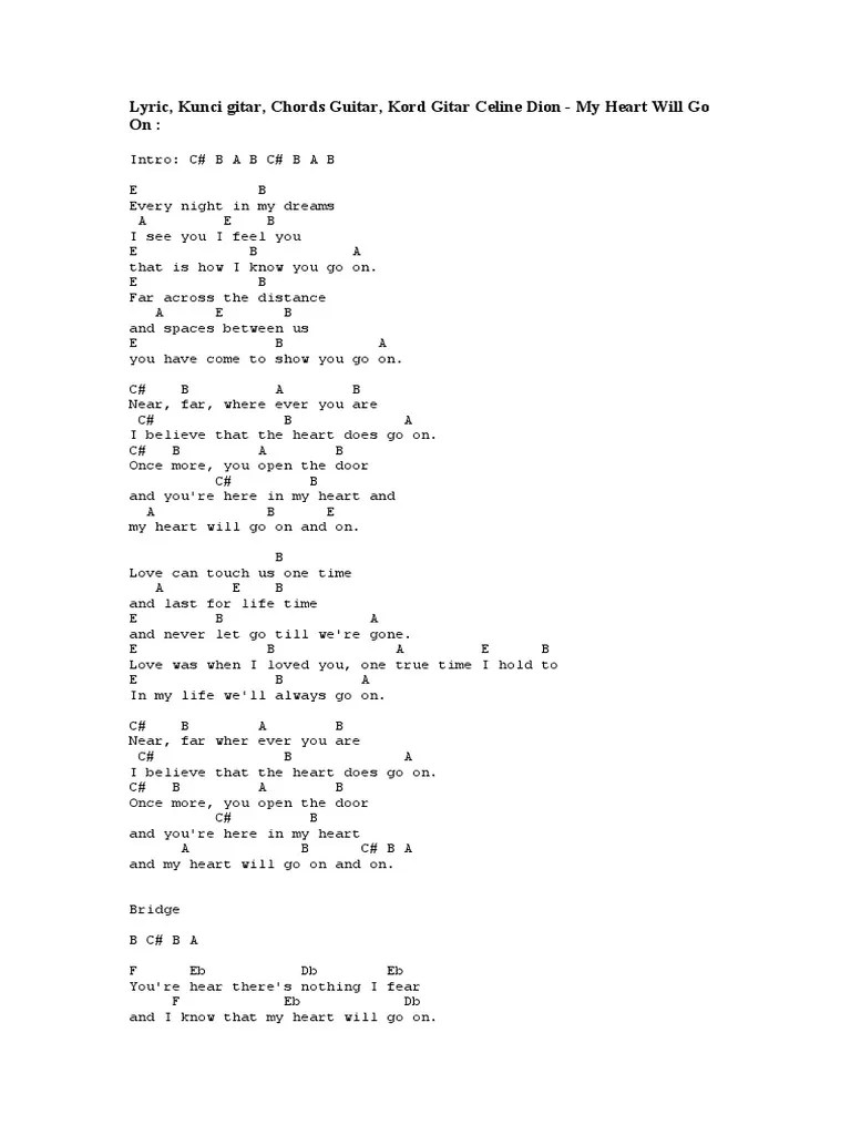 Chord Guitar My Heart Will Go On | PDF | Popular Music | Recorded Music