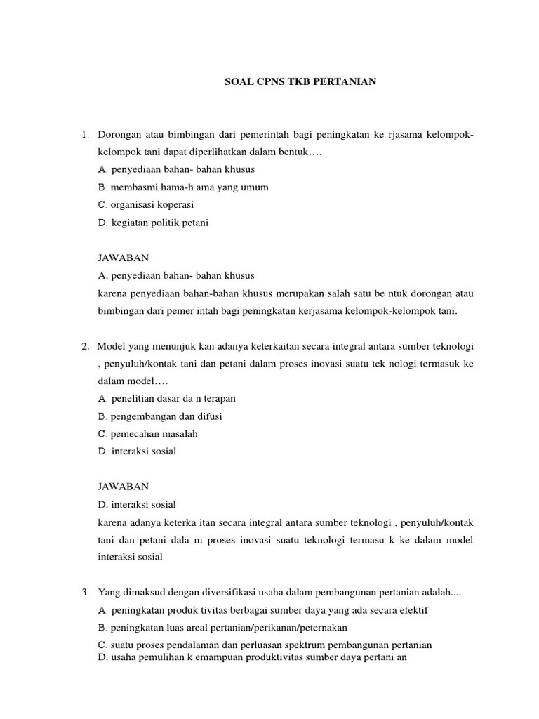 Soal Tkb Pertanian Pdf
