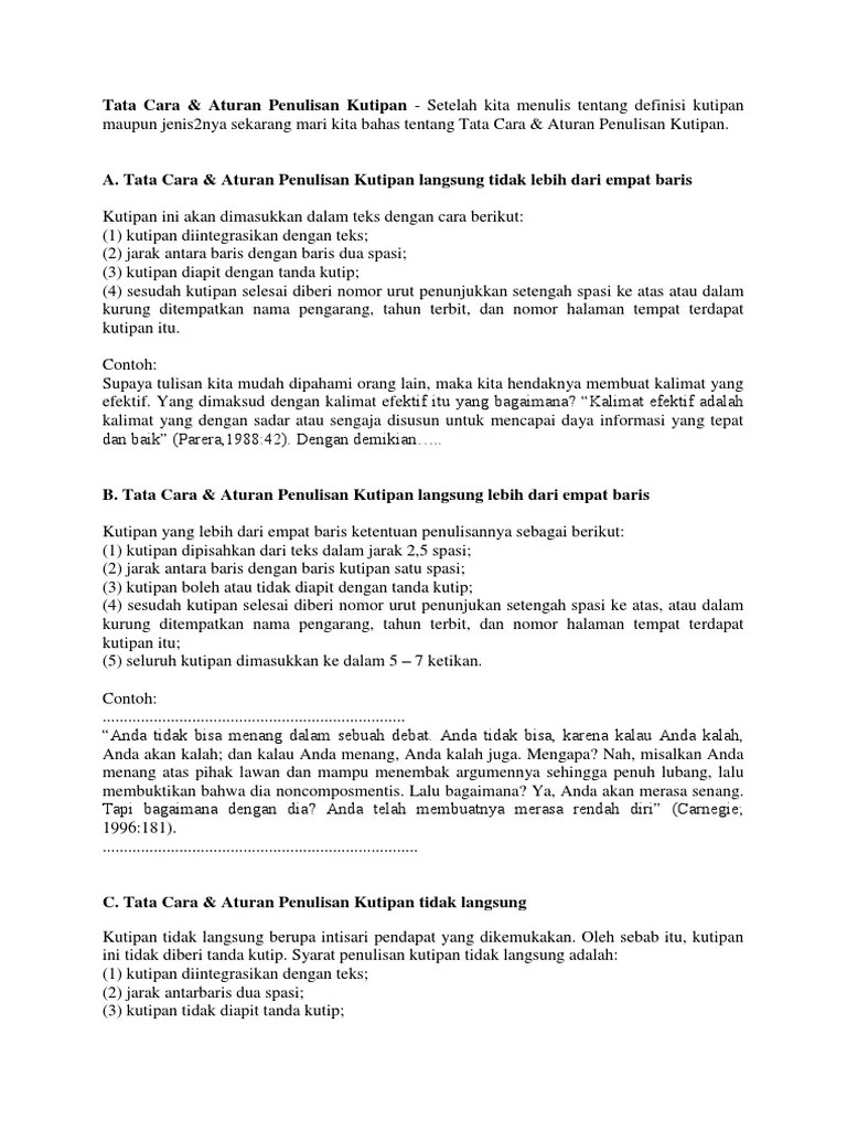 Tata Cara Penulisan Kutipan | PDF
