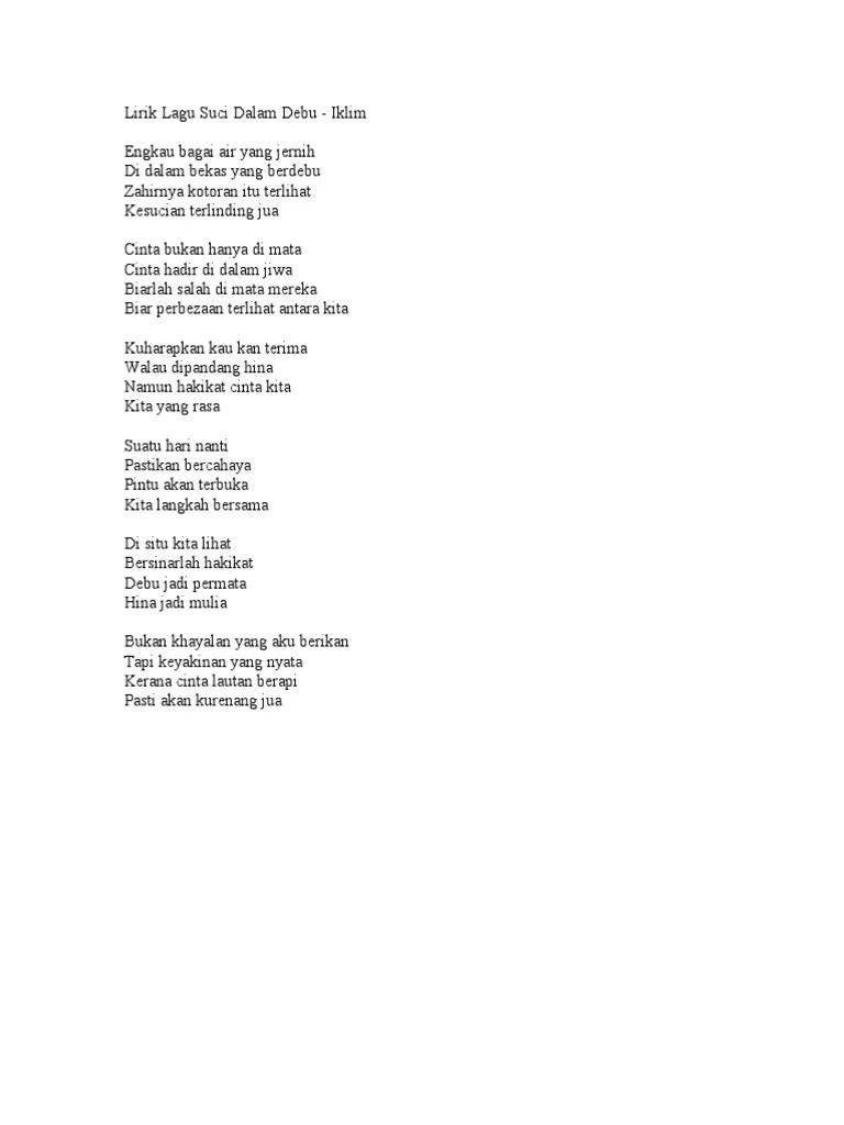 Lirik lagu cinta suci dari arlida putri. Lirik Lagu Suci Dalam Debu Pdf
