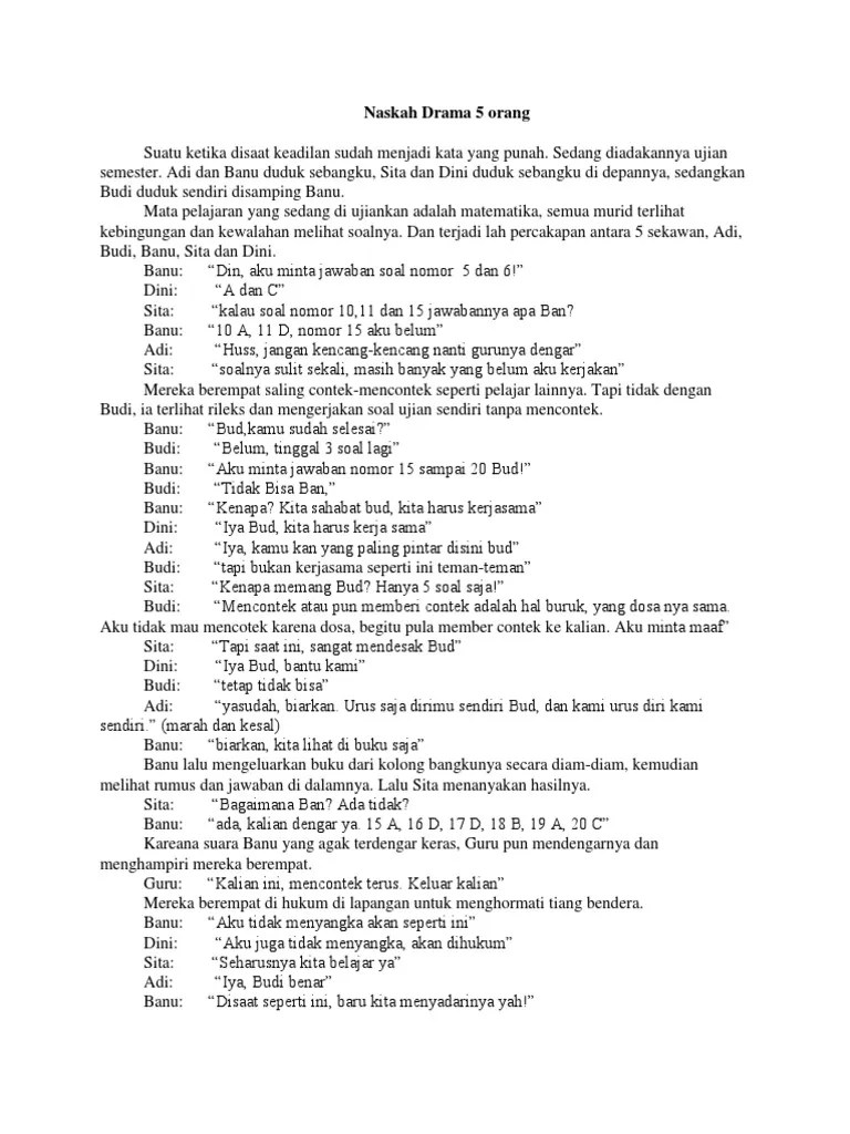 Naskah Drama Fabel Untuk 5 Orang – Rasanya