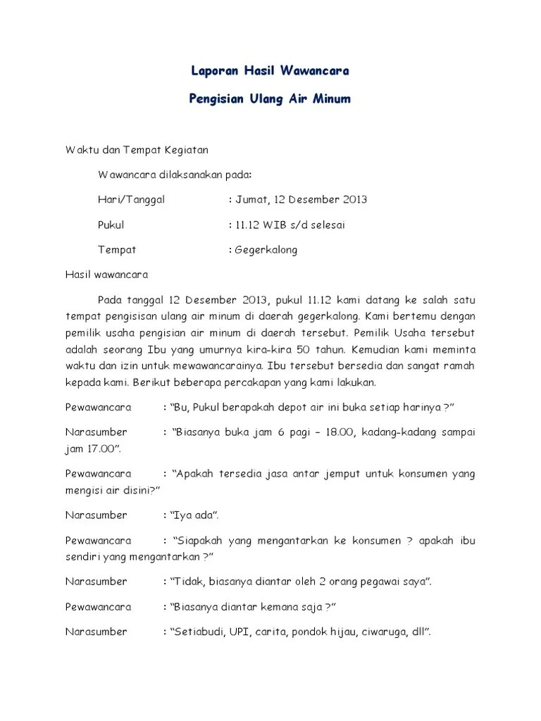 Contoh Laporan Praktikum Wawancara