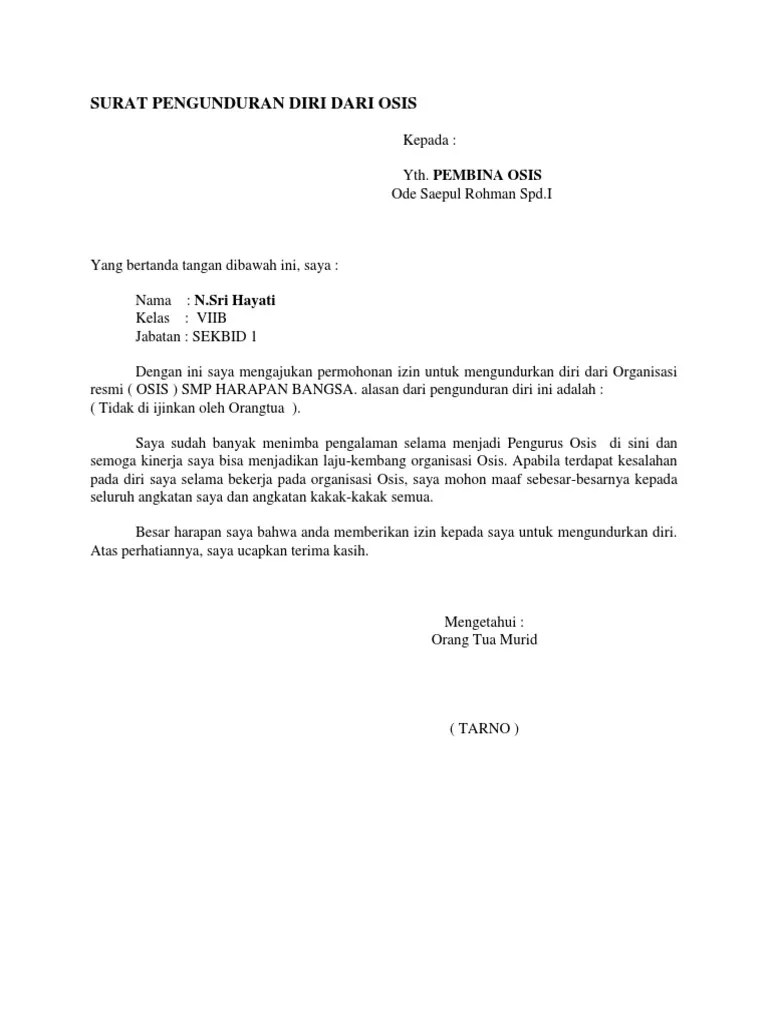 Contoh Surat Izin Masuk Osis - Daftar Harga HP