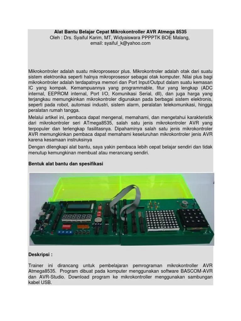 Alat Bantu Belajar Cepat Mikrokontroller AVR Atmega 8535 | PDF