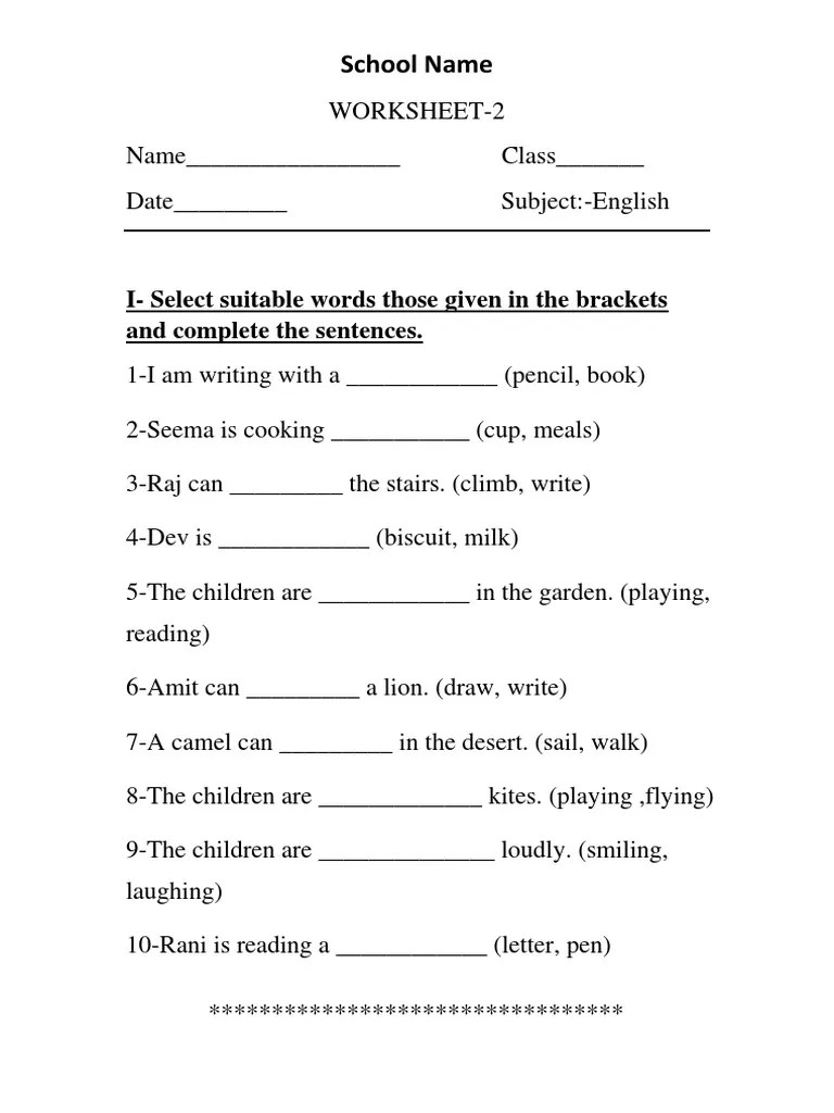 english worksheet 2 pdf
