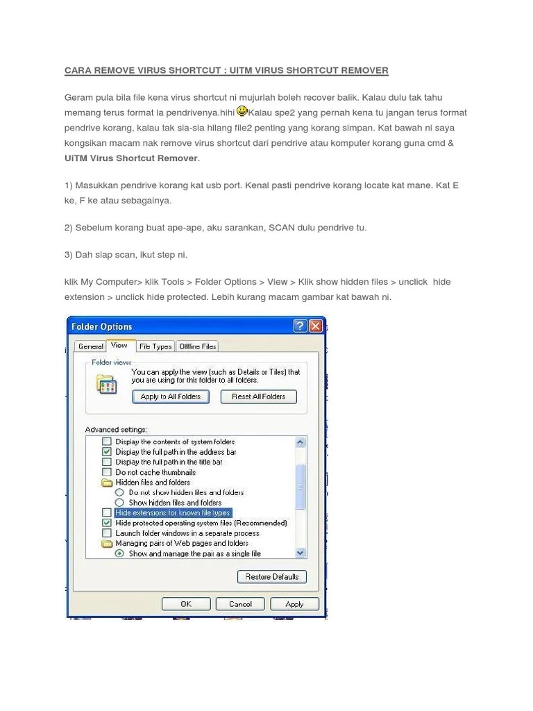 Shortcut virus remover is a portable virus remover application. Cara Remove Virus Shortcut Pdf