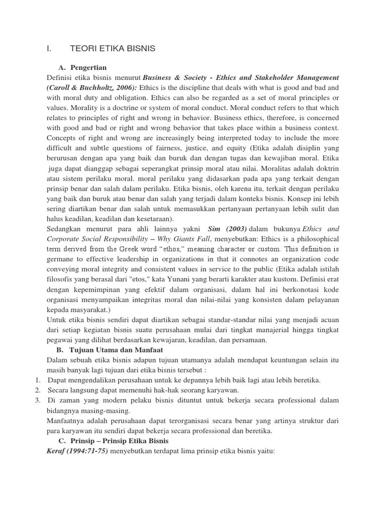 Pertanyaan Teori Etika Bisnis | PDF