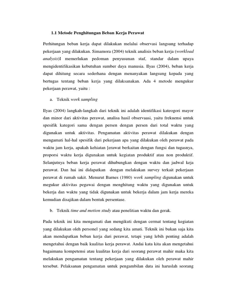 6 analisis nama jabatan : Metode Penghitungan Beban Kerja Perawat Pdf