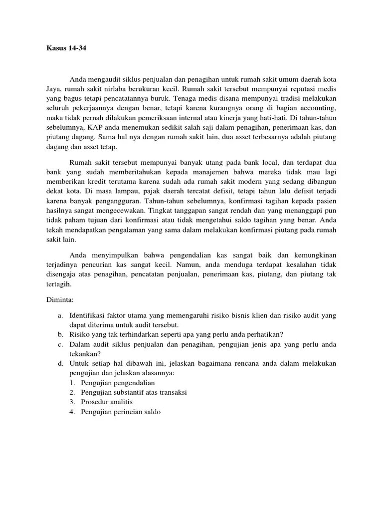 Internal auditing adalah suatu penilaian, yang dilakukan oleh pegawai perusahaan yang. Contoh Kasus Risiko Audit Bawaan Arsip Surat
