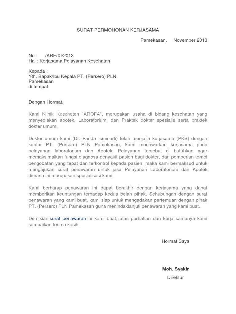 Transfusi darah palang merah indonesia cabang palangka raya. Surat Permohonan Kerjasama Pdf