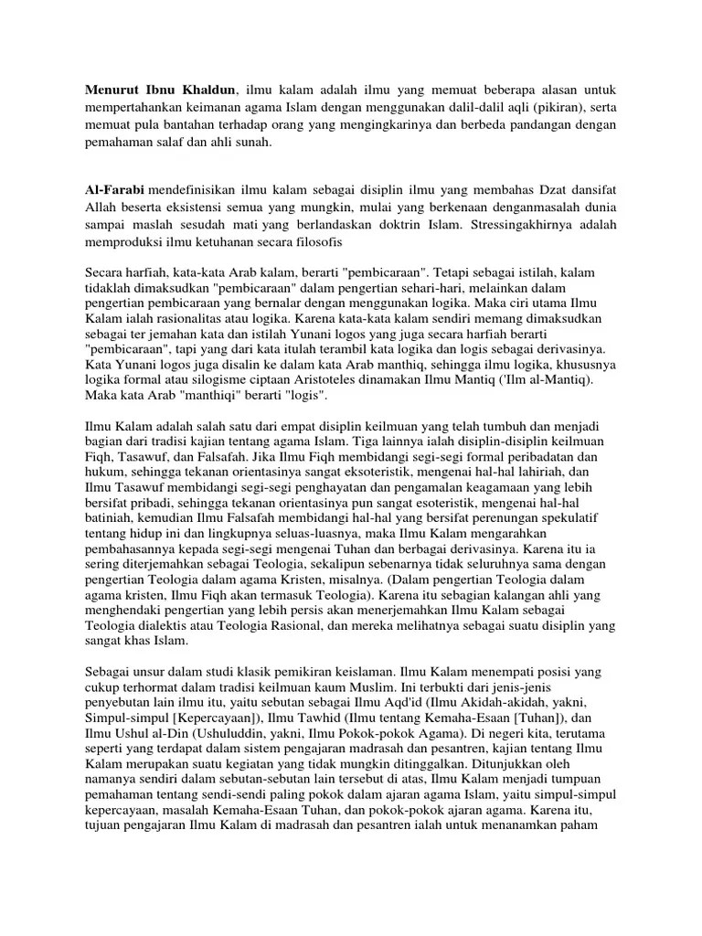 Pengertian Ilmu Kalam | PDF