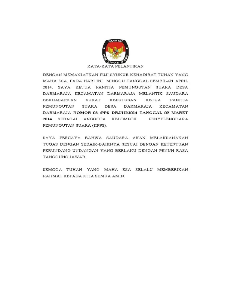 11 tahun 2020, 23 januari 2020, pembentukan pos pembinaan . Naskah Pelantikan Dan Sumpah