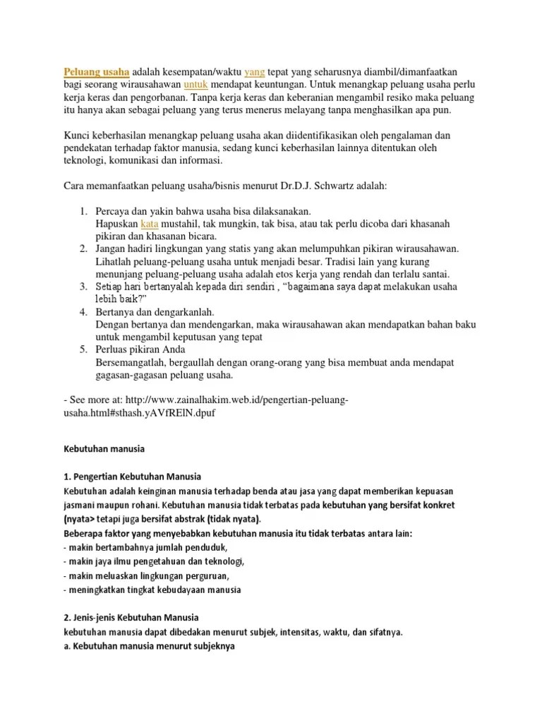 Peluang Usaha Adalah Kesempatan | PDF