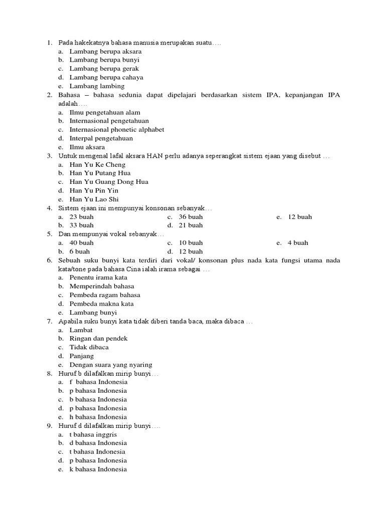Dalam kurikulum 2013, pelajaran bahasa inggris ada perubahan muatan materi. Soal Uas Bahasa Mandarin Pdf