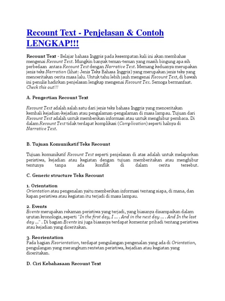 Contoh Teks Recount Tentang Liburan Sekolah – Berbagai Contoh