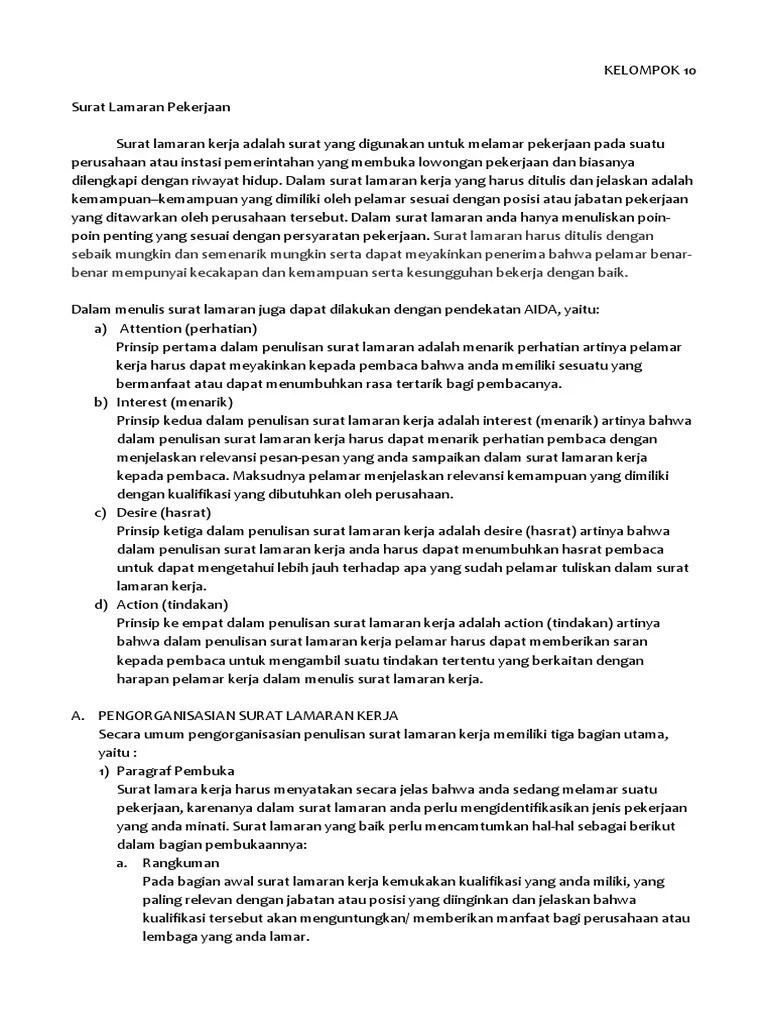 Contoh Surat Lamaran Pekerjaan Model Gabungan Dan Model Terpisah - Kumpulan  Contoh Gambar