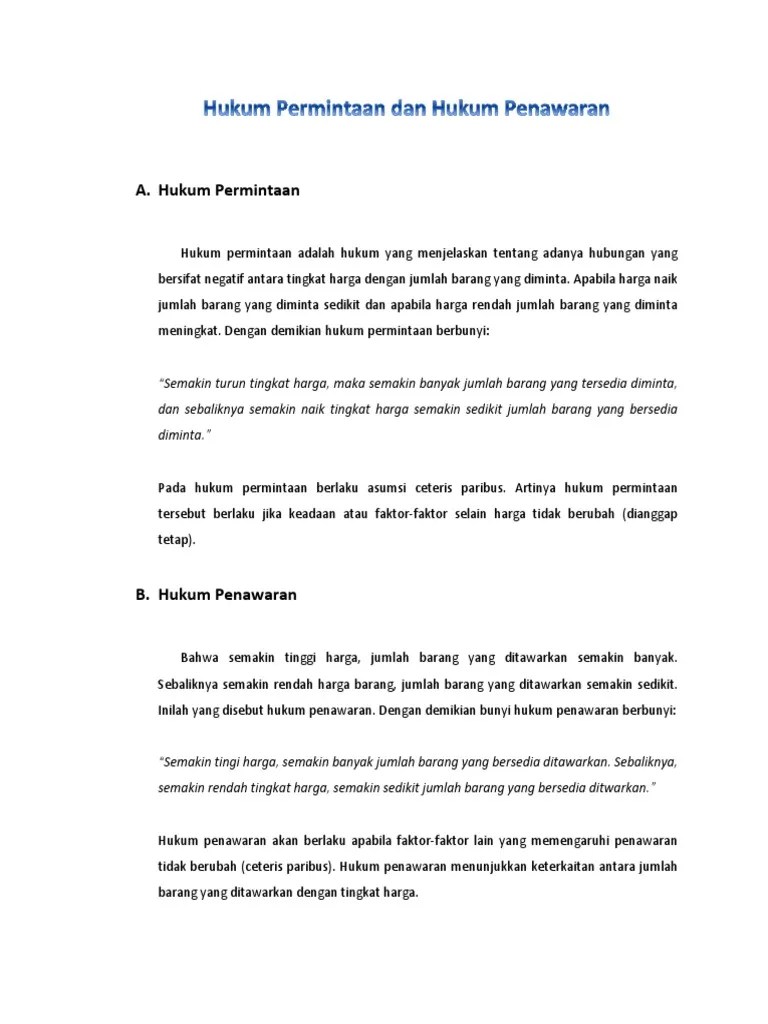 Hukum Permintaan Dan Penawaran | PDF