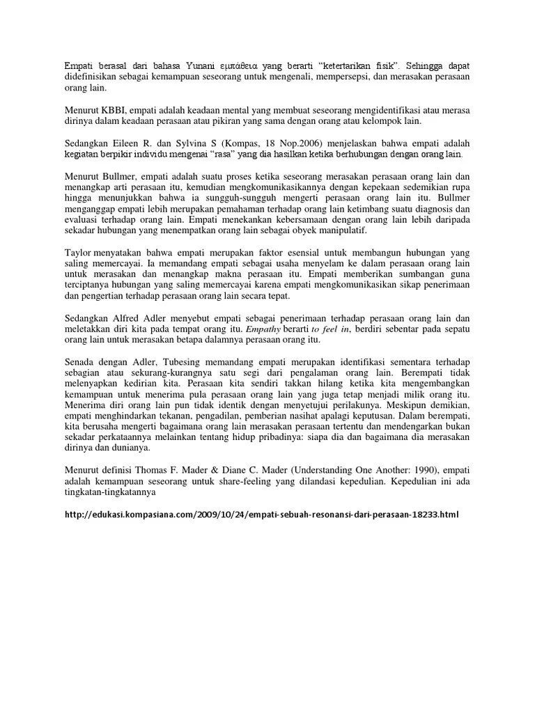 Empati berasal dari bahasa Yunani εμπάθεια yang berarti | PDF