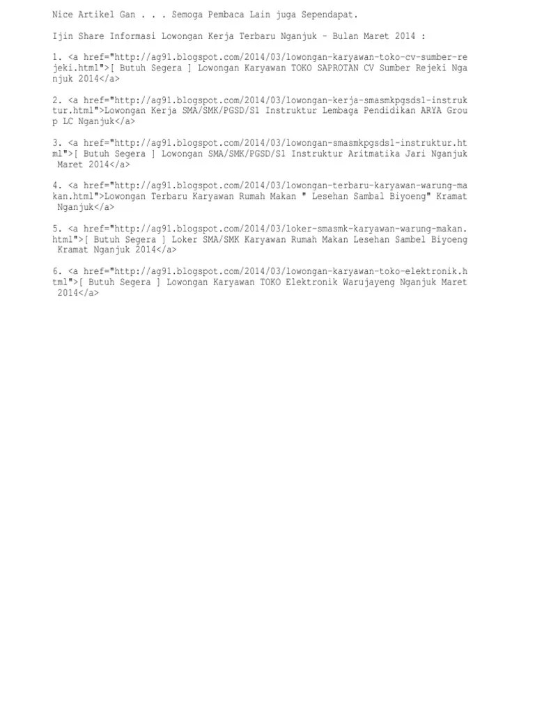 Saat ini, mudah sekali menemukan informasi lowongan kerja. Loker Nganjuk