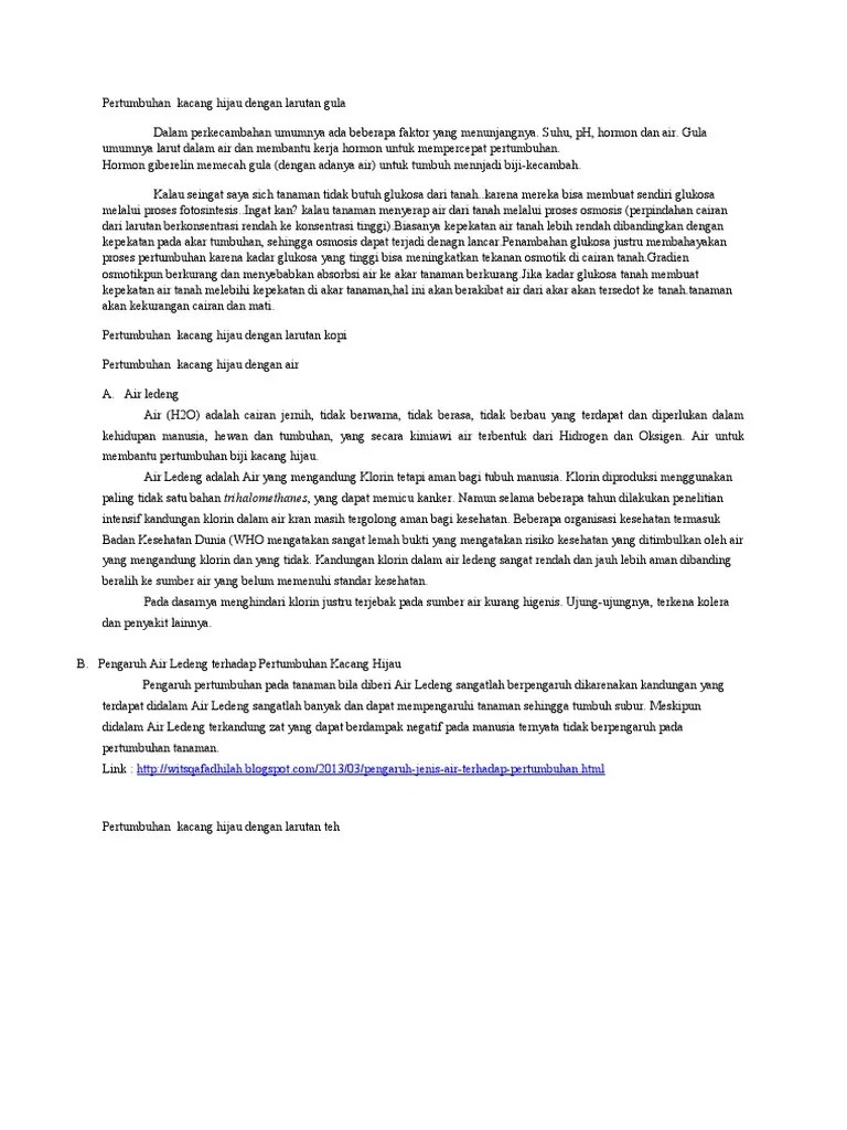 Pertumbuhan Kacang Hijau Dengan Larutan Gula | PDF