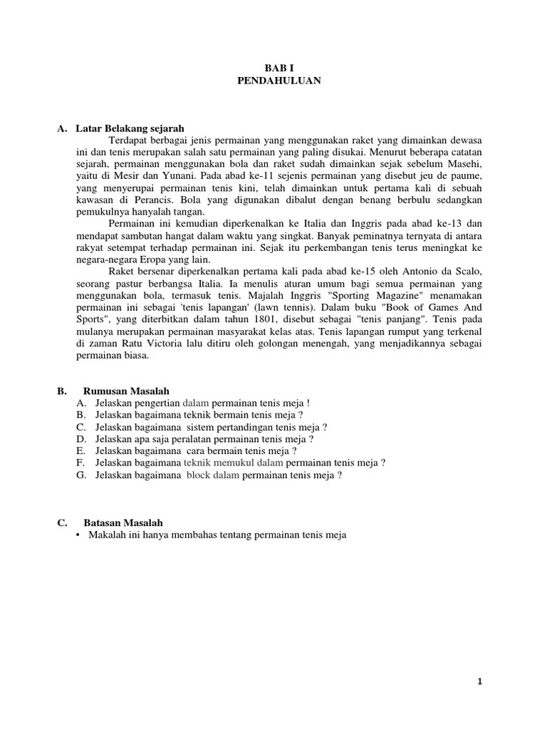 Tetapi kala itu, olahraga ini lebih sering dimainkan saat musim dingin. Makalah Tenis Meja Pdf