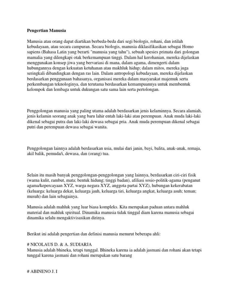 Pengertian Manusia | PDF