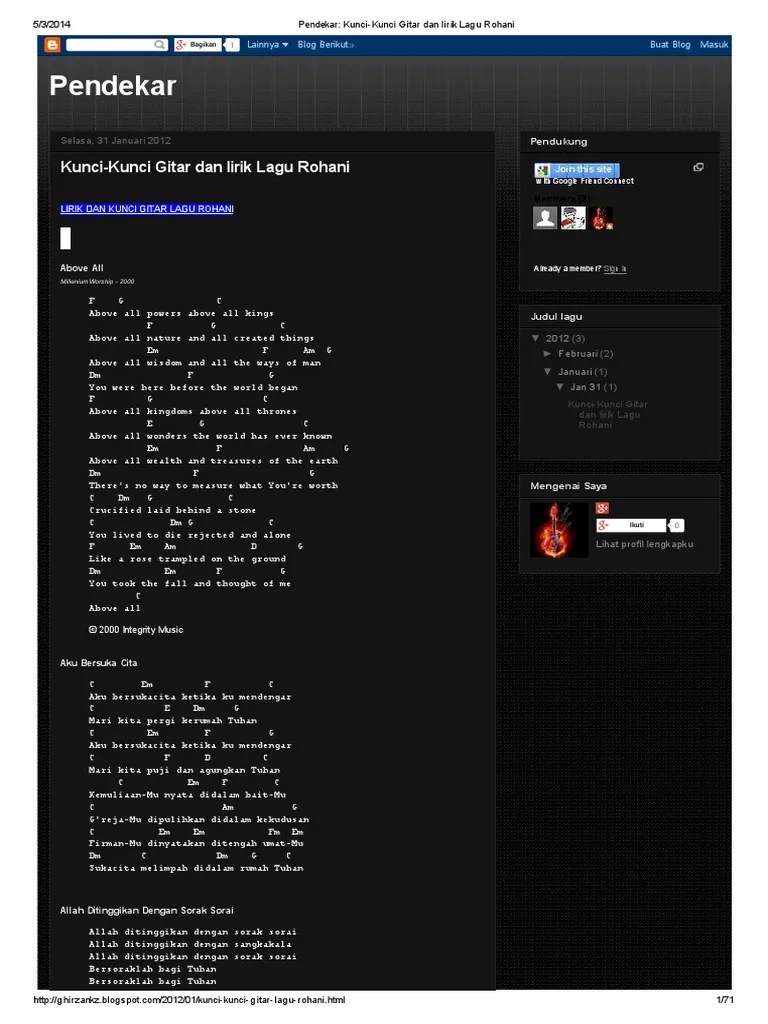 Kunci Gitar Lagu Rohani Dia Mengerti