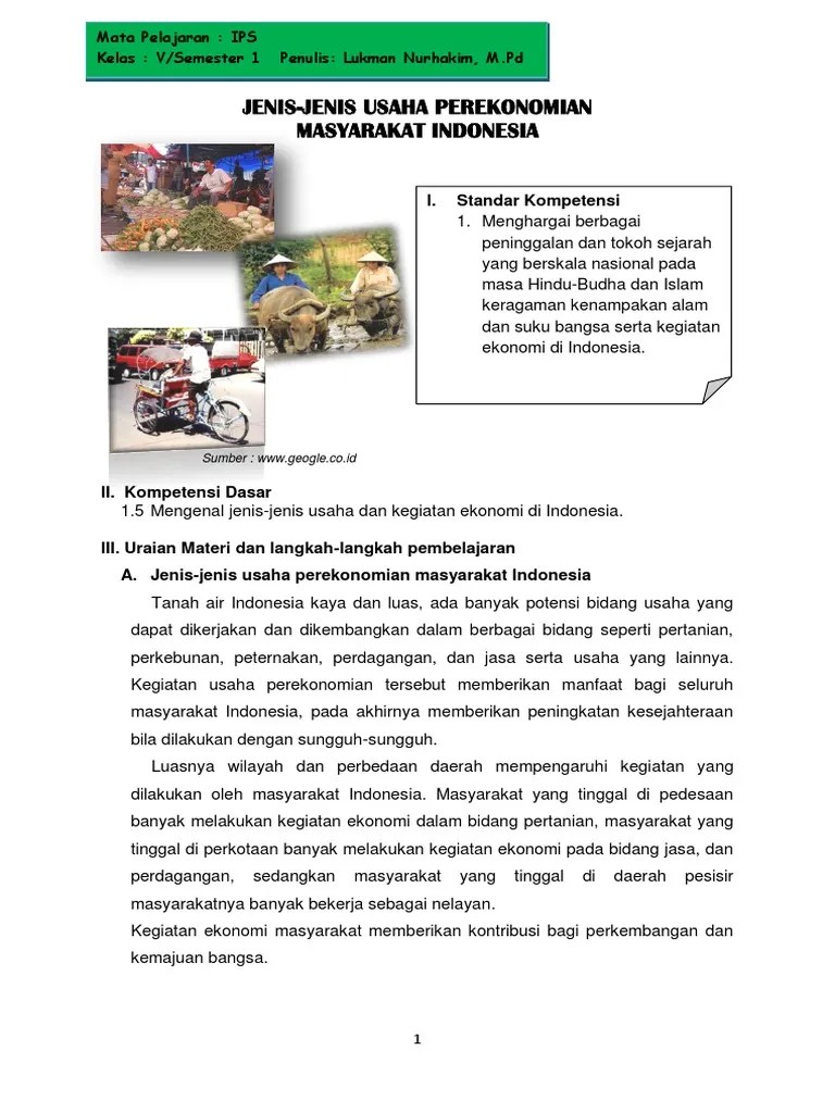 1 Jenis Jenis Usaha Perekonomian | PDF