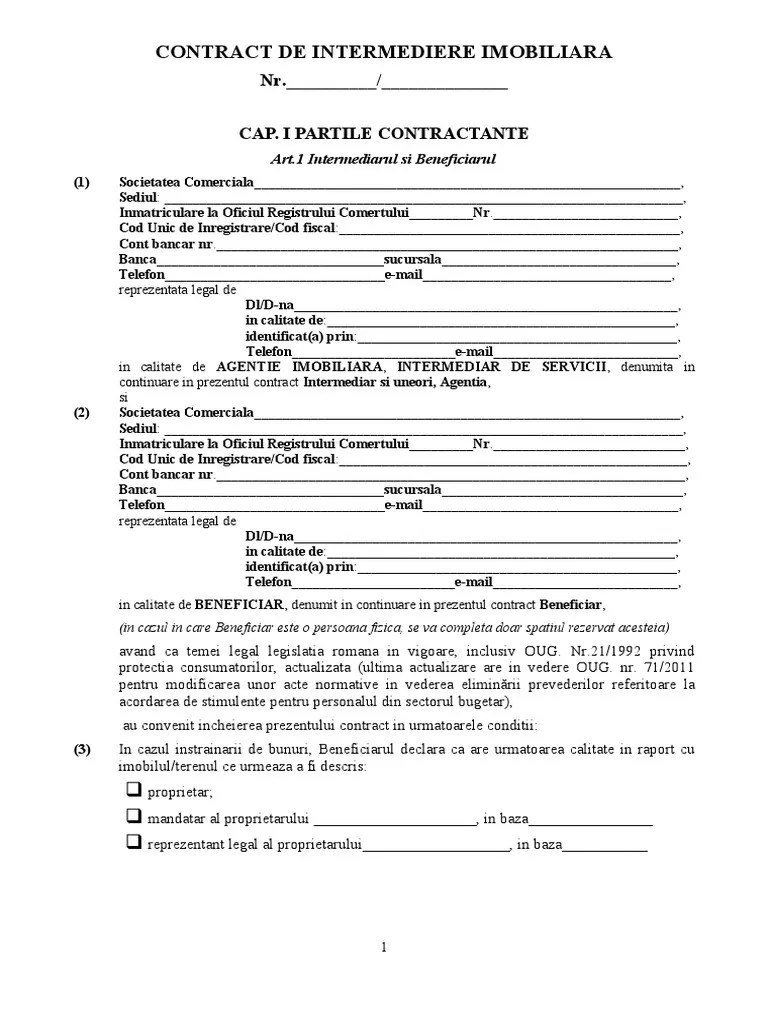 In calitate de agentie imobiliara, intermediar de servicii,. Contract De Intermediere Imobiliara Agentie Imobiliara Pcon094 Pdf