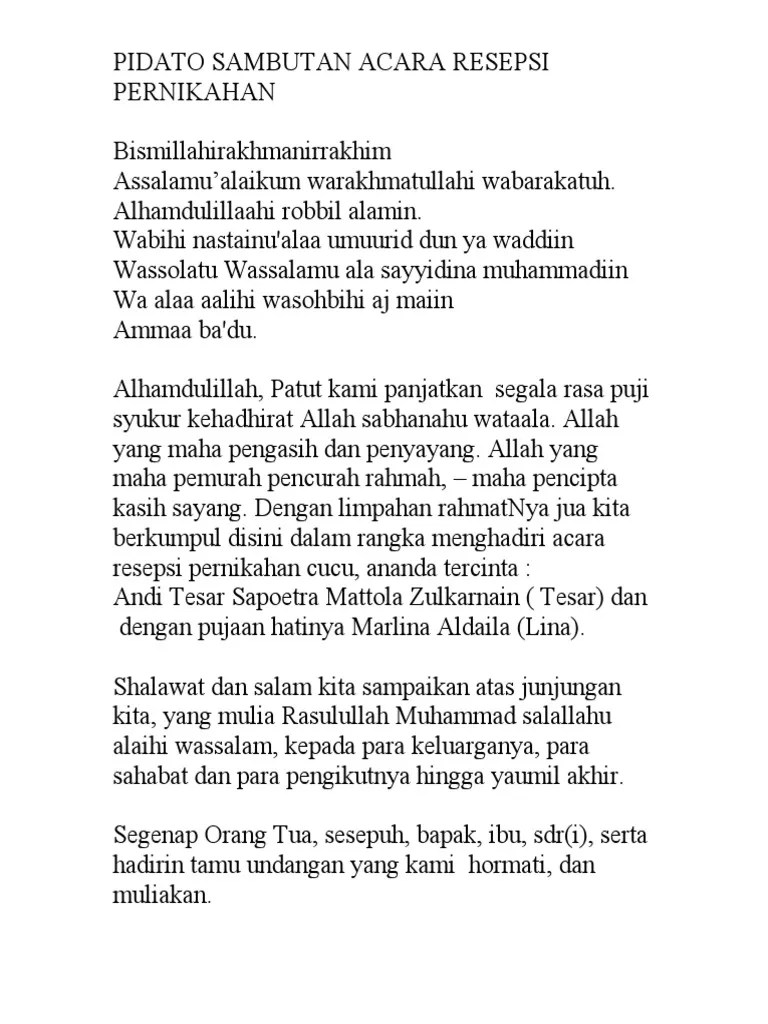 Contoh naskah pidato kata sambutan acara resepsi pernikahan periode pernikahan cepat atau. Contoh Kata Sambutan Acara Resepsi Pernikahan