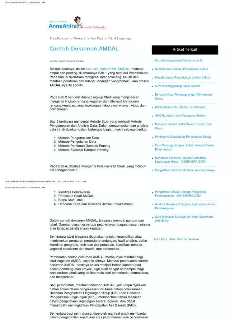 Dengan demikian, dokumen yang dibuat bisa . Download Contoh Surat Amdal Analisis Mengenai Dampak Lingkungan Pictures Simasbos