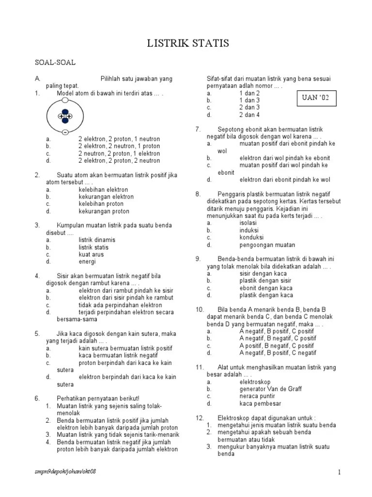 Soal Listrik Statis SMP | PDF