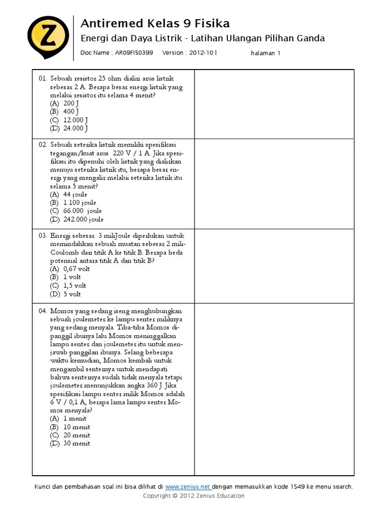 Contoh soal dan pembahasan ulangan harian energi dan daya listrik, fisika sma kelas x semester 2. Energi Dan Daya Listrik Pdf