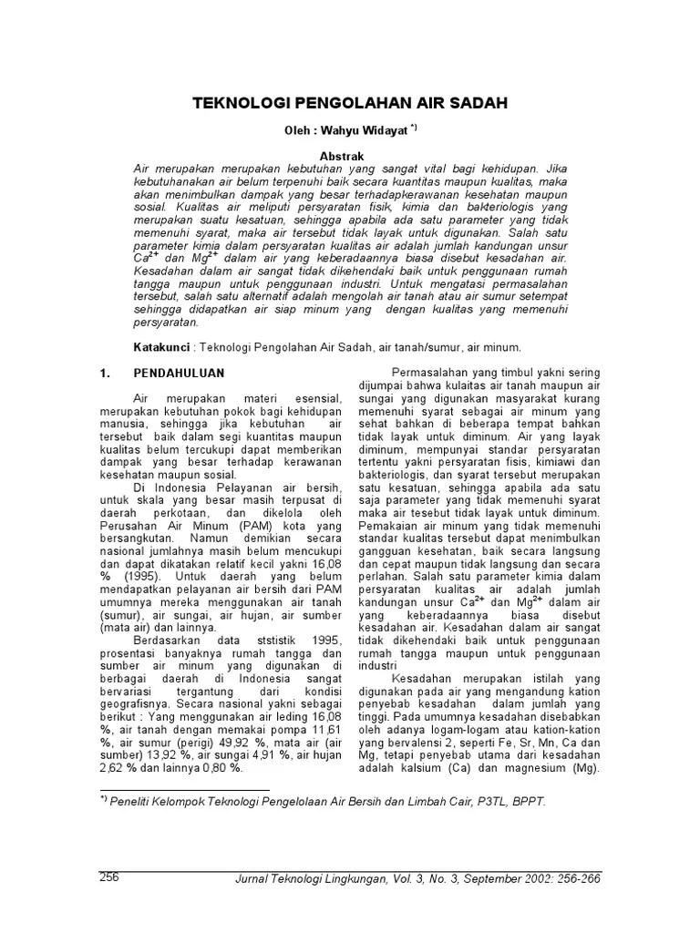 Air Sadah Teknik Pengolahan | PDF
